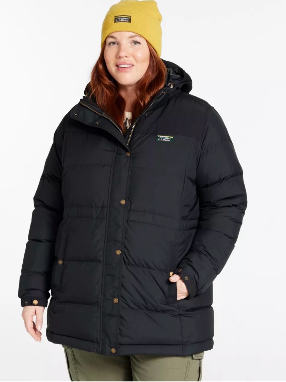 L.L. Bean Black Puffy Hooded Down Coat